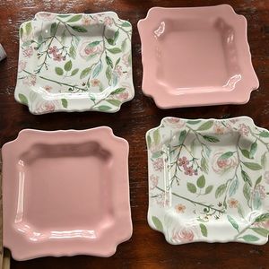 Dessert Plates set of 4 - Floral and Pink